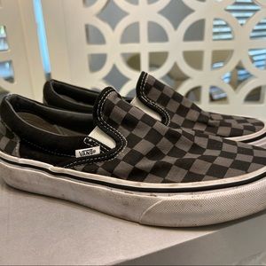 Black/grey checkered slip on Vans size 7.